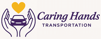 Caring Hands Transportation logo with heart.